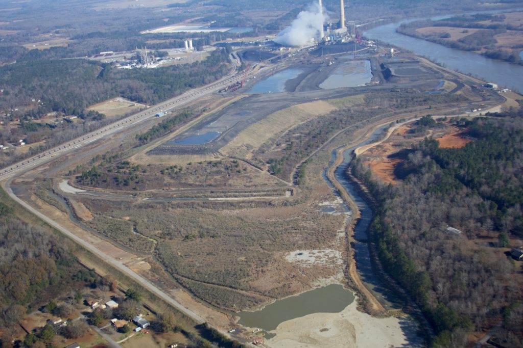 A view of the Gaston Steam Plant with the Coosa River to the right. Photo (c) Frank Chitwood. Flight provided by Southwings.
